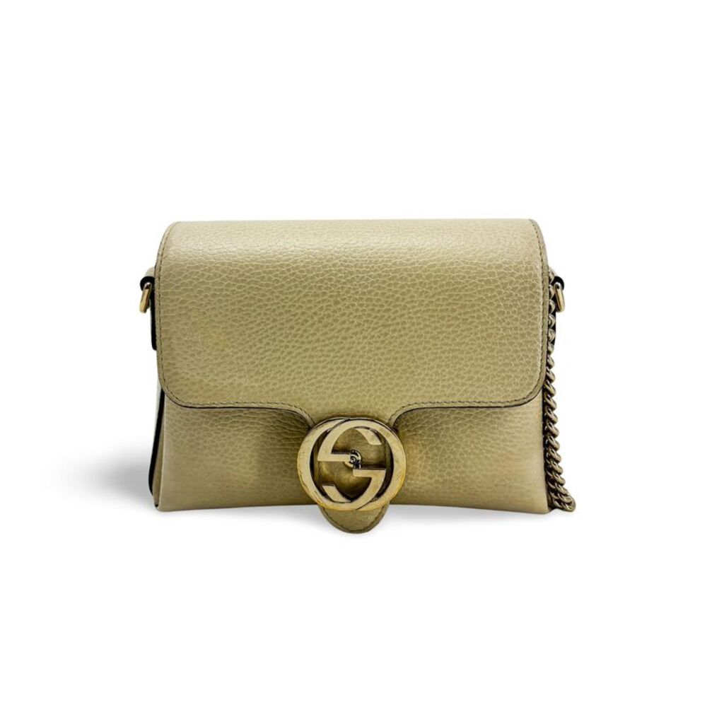 Gucci Interlocking Leather Beige Leather Shoulder Bag Bag